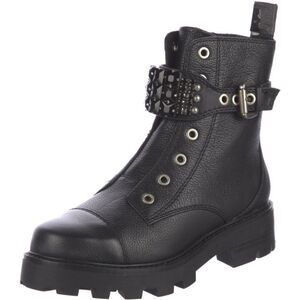 (T-4361) Karl Lagerfeld Leather Crystal Embellishments Combat Boots Sz 9.5